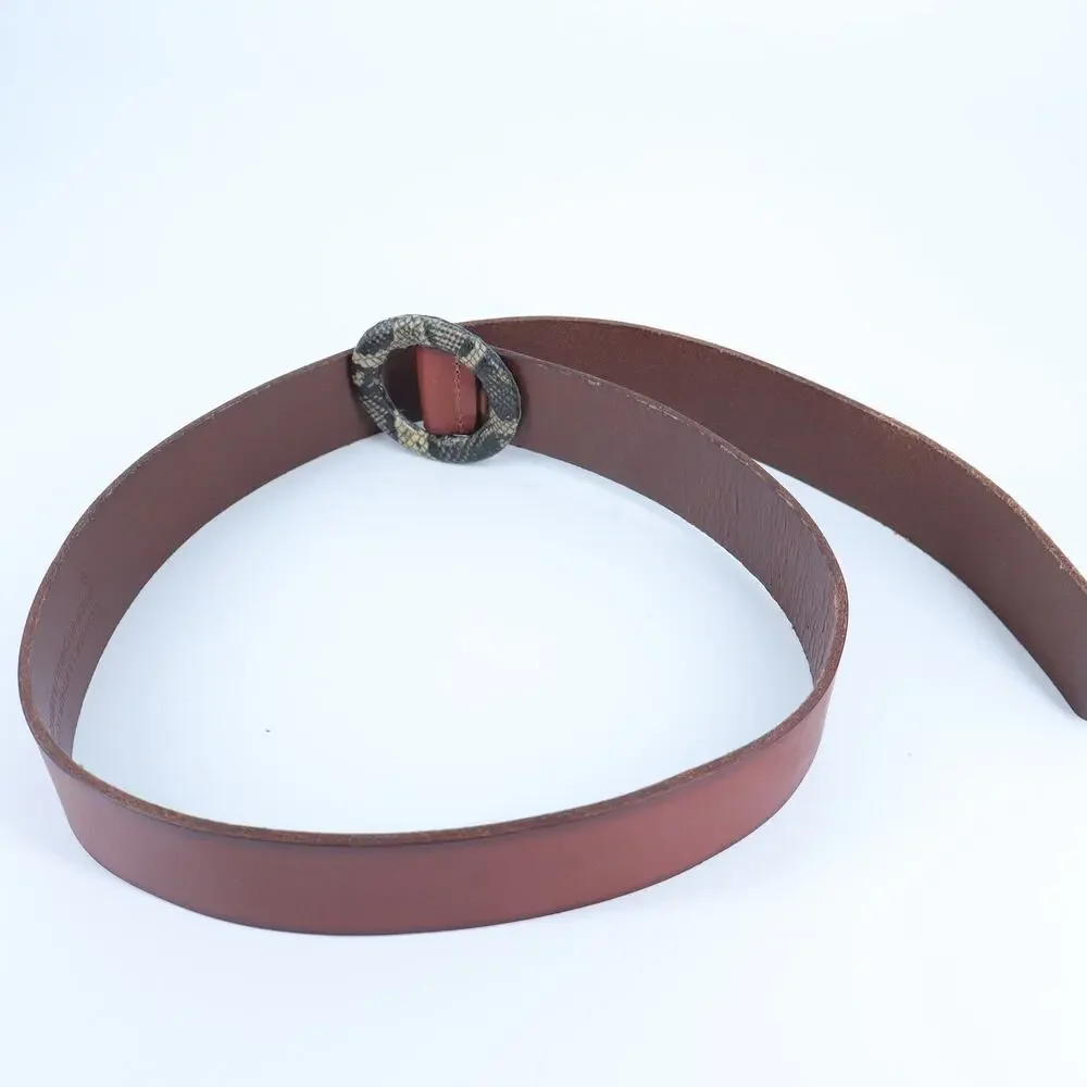 by Anthropologie Dora Snake Buckle Belt Brown Leather Adjustable Women's S